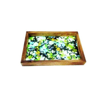METIER Handmade Rectangular Wood & Epoxy Tray with Handle – 12 Inch FLAP9