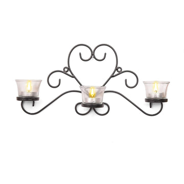metier black iron wall candle holder 3 cups
