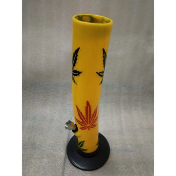Moksha 12 Inch Bend Leaf Print Acrylic Bong (30cm, Yellow) Moksha Bongs