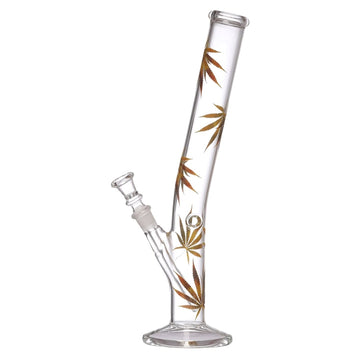 moksha 12 inch glass multi leaf print smoking hookah bong pipe (30cm, clear).