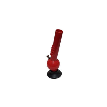 A 30cm opaque red acrylic bong with a single bulb and a black base.
