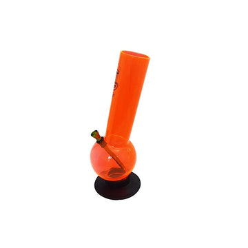 Moksha 12 Inch Single Bulb Bent Acrylic Bong – Transparent Orange Moksha Bongs