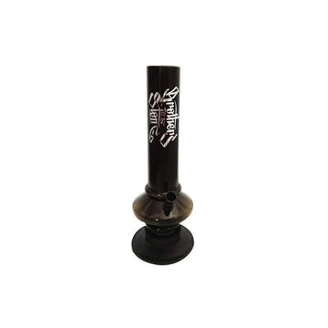 A black acrylic mini disc bulb waterpipe bong with the brand name 'Moksha' written on it.