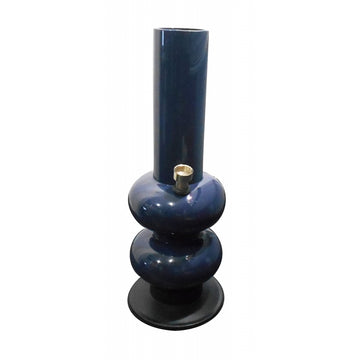 A 12 inch tall black double bulb acrylic bong with a high gloss finish.