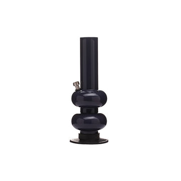 Moksha 16 inch tall black double bulb acrylic bong
