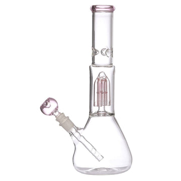 Moksha 13" Glass Waterpipe with 4 Tree Percolator & Shooter (33cm, Pink) Moksha Bongs