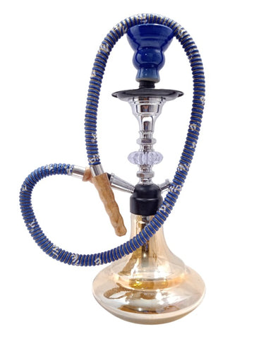 14 inch glass metal hookah blue color