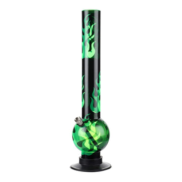Moksha 16-inch single bulb acrylic water pipe bong with fire print (40cm, green)