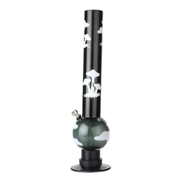 Moksha 16" Acrylic Water Bong (5cm, Transparent & Opaque, White Mushroom)