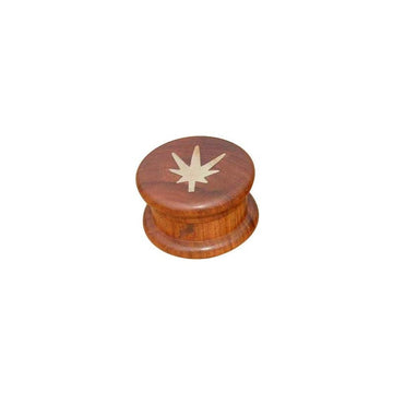 Moksha 2.25 Inch Sheesham Wood Herb Grinder with Leaf Carving Moksha Bongs