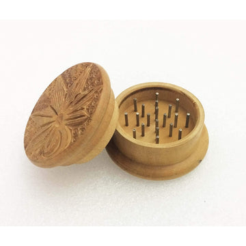Moksha yellow wooden herb grinder 2.25 inch