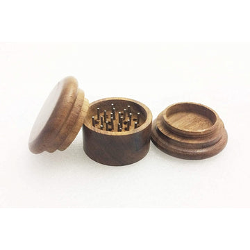 Moksha Sheesham wood herb grinder with pot leaf design