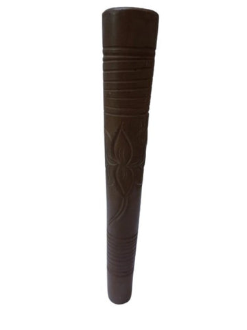 8-inch wooden carved chillum pipe with design