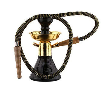 Moksha 9 inch black and gold glass hookah