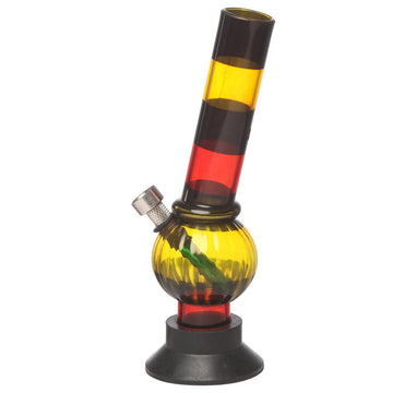 Moksha 8" Transparent Rasta Acrylic Water Bong (Single Bulb)
