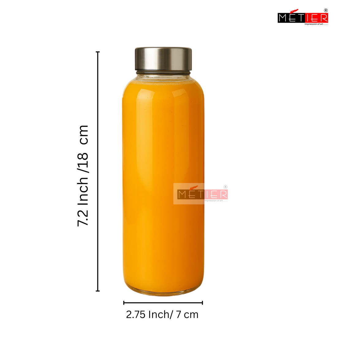 METIER 500ml Borosilicate Glass Water Bottle – Pack of 2, Leak-Proof FLAP9
