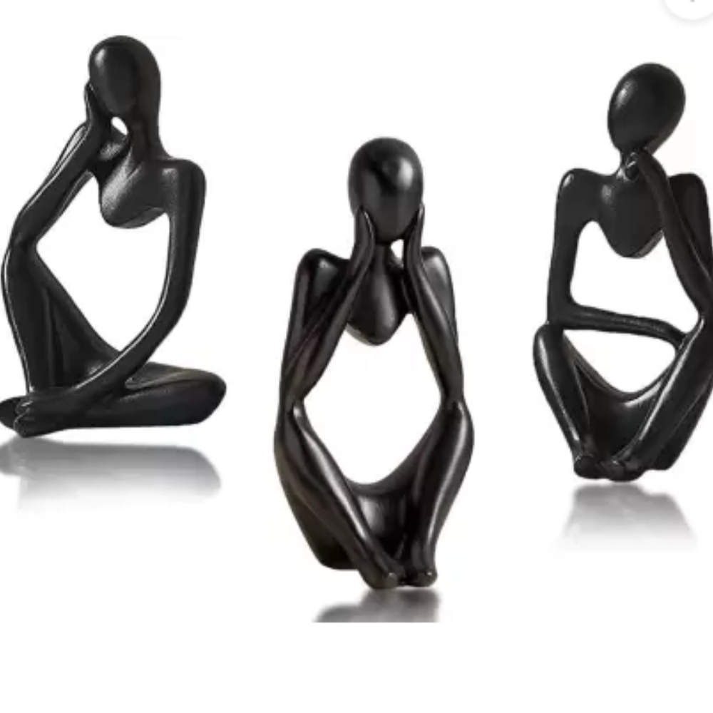 Modern Art Thinker Set of 3 - White  Premium Decor for Living Room & Office Moksha Bongs