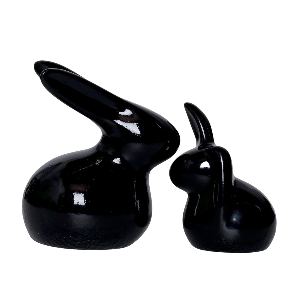 Cute Rabbit Statues for Home & Office Decor | Set of 2 (11cm & 14cm) Moksha Bongs