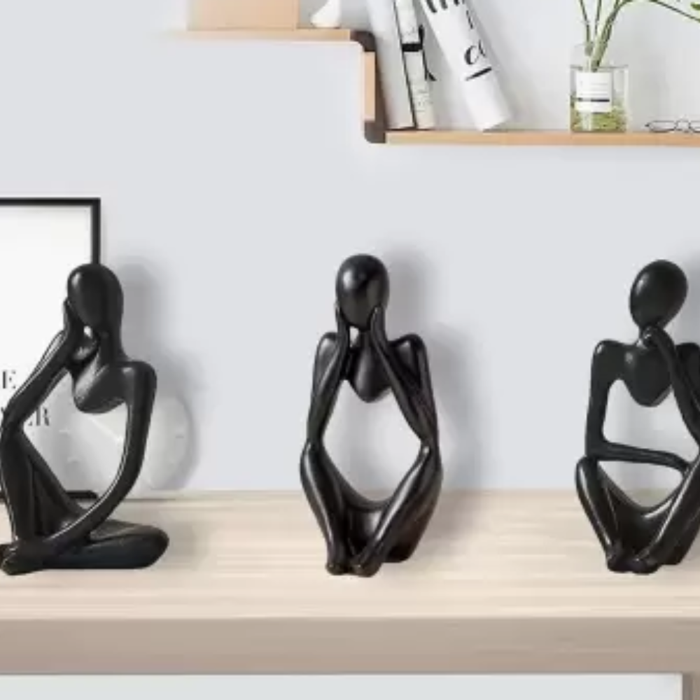 Modern Art Thinker Set of 3 - White  Premium Decor for Living Room & Office Moksha Bongs