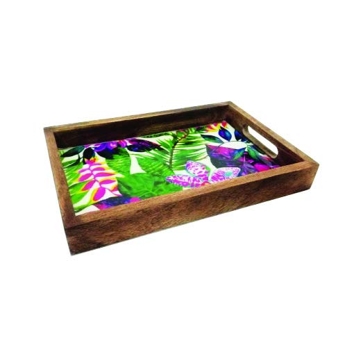METIER Multicolor Wood & Epoxy Serving Tray with Handle – 12Inch FLAP9