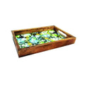 METIER Handmade Rectangular Wood & Epoxy Tray with Handle – 12 Inch FLAP9