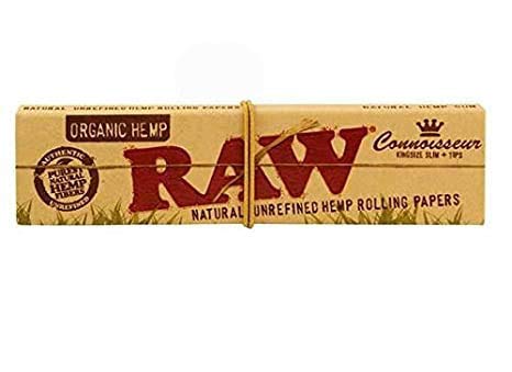 RAW organic king size rolling papers with tips – front view