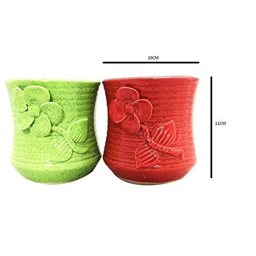 Decorative Flower Pot – Decorative Round Ceramic Flower Pot with Floral Design FLAP9