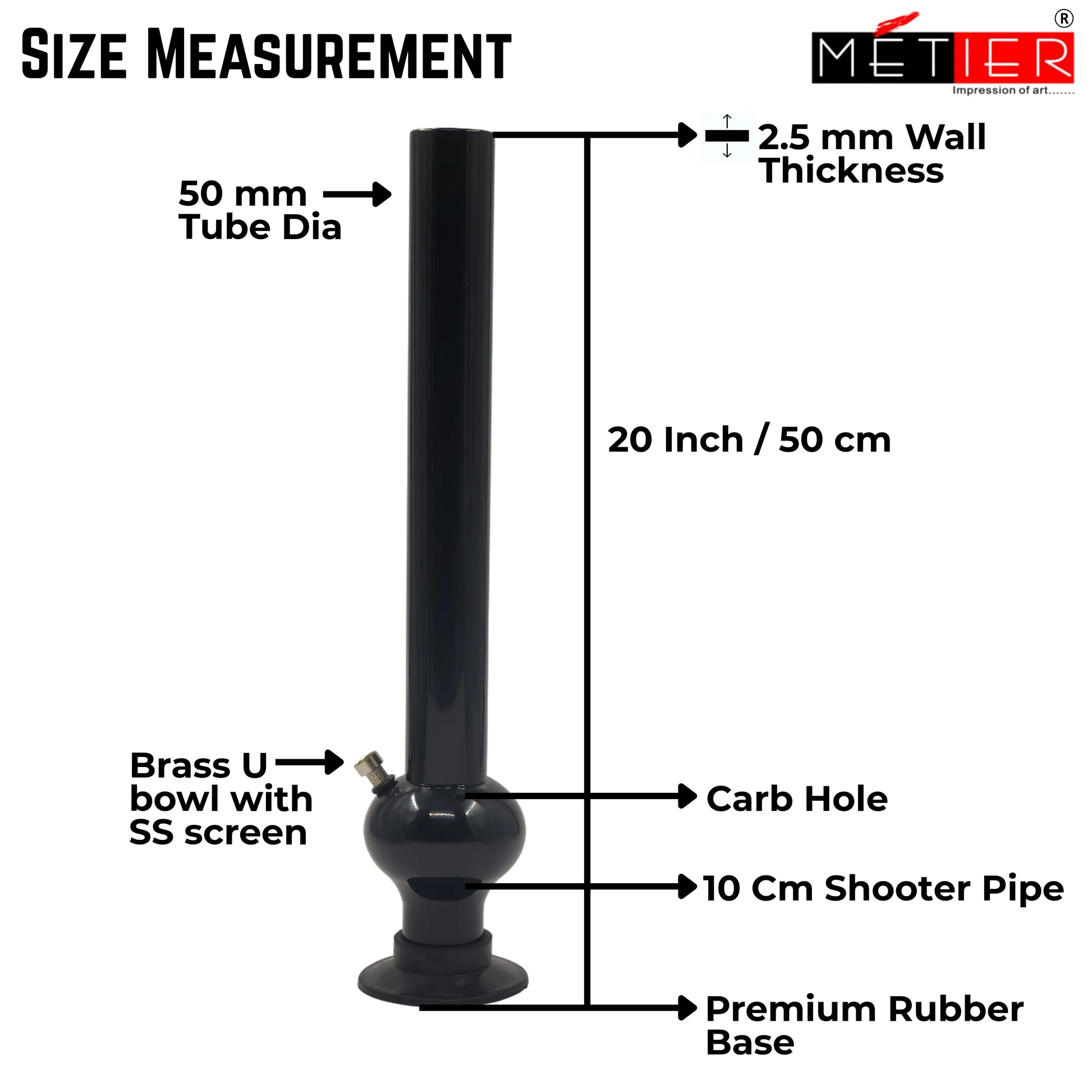 tall black water bong side profile