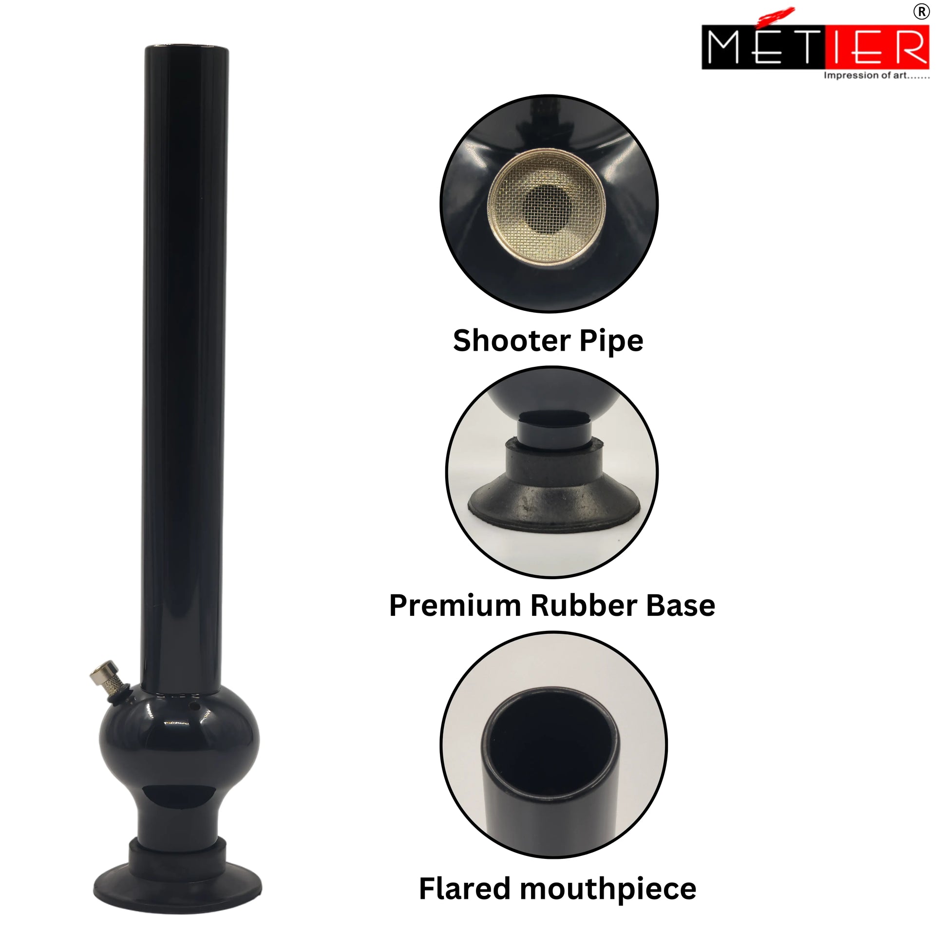moksha 20 inch black acrylic waterpipe bong