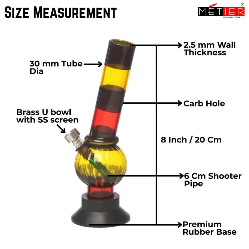 transparent rasta color single bulb bong