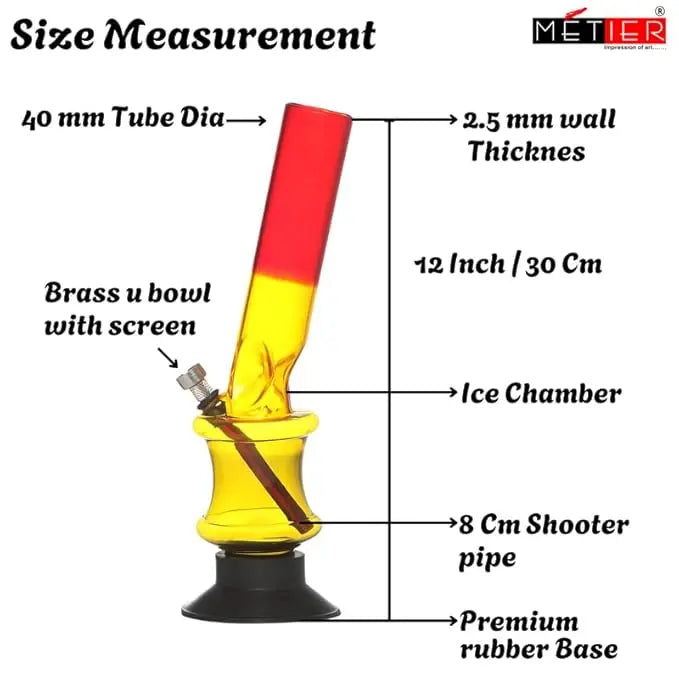 moksha 12 inch transparent rasta acrylic ice bong