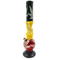 flat base and wide tube leaf print bong