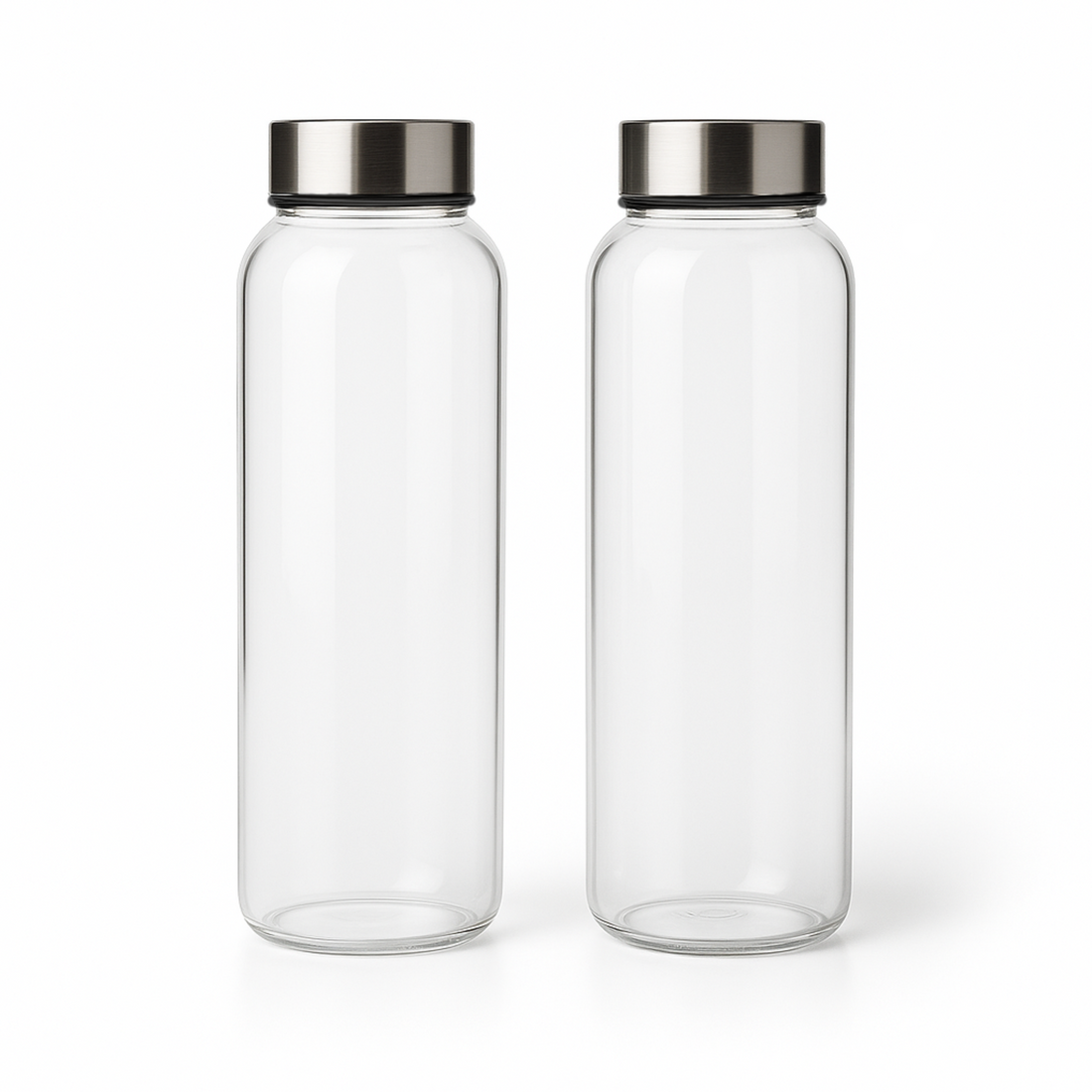 METIER 500ml Borosilicate Glass Water Bottle – Pack of 2, Leak-Proof FLAP9