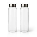 METIER 500ml Borosilicate Glass Water Bottle – Pack of 2, Leak-Proof FLAP9