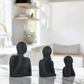 Family Couple Black Ceramic Figurine Set | Abstract Sculpture | Set of 3 (7.5cm, 11.5cm, 13cm) for Home & Office Moksha Bongs
