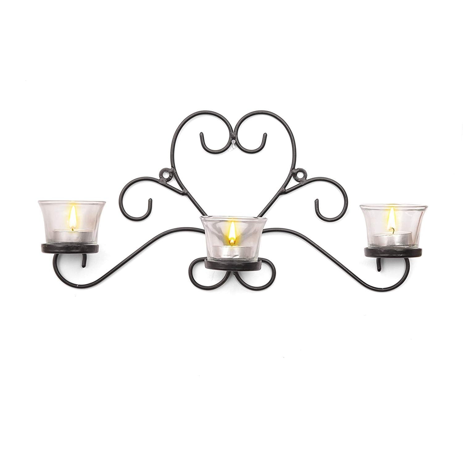 metier black iron wall candle holder 3 cups