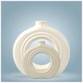 White Ceramic Donut Vase – Modern Round Vase for Home & Office Décor FLAP9