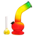 Colorful glass water pipe with a gradient from yellow to red on a white background 6 Inch Rasta Glass Bong Online In India 