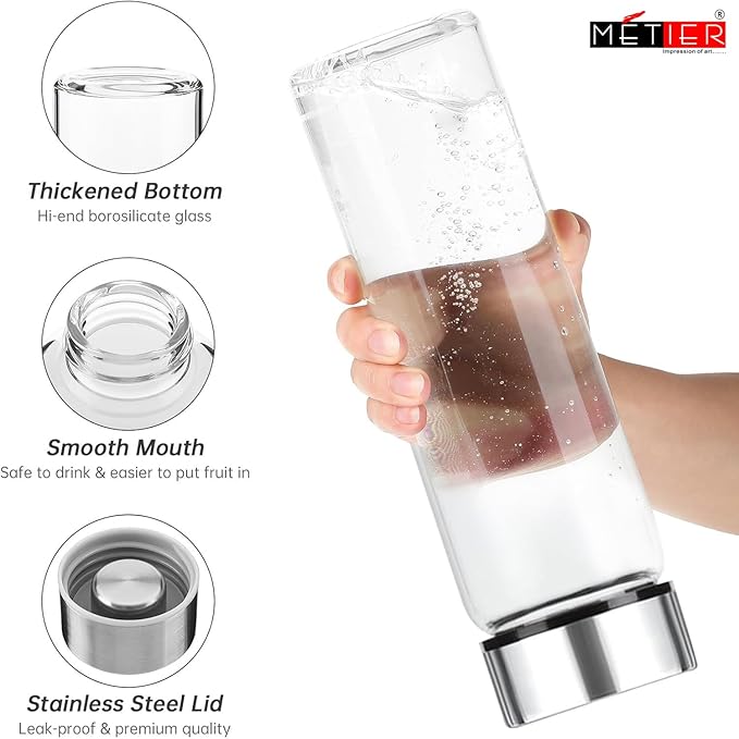 METIER 1000ml Borosilicate Glass Water Bottle – Pack of 2 FLAP9