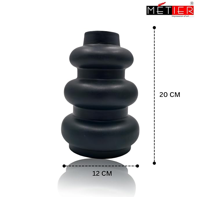 Flap9 Large Black Ceramic Flower Vase for Home, Office & Living Room Décor FLAP9
