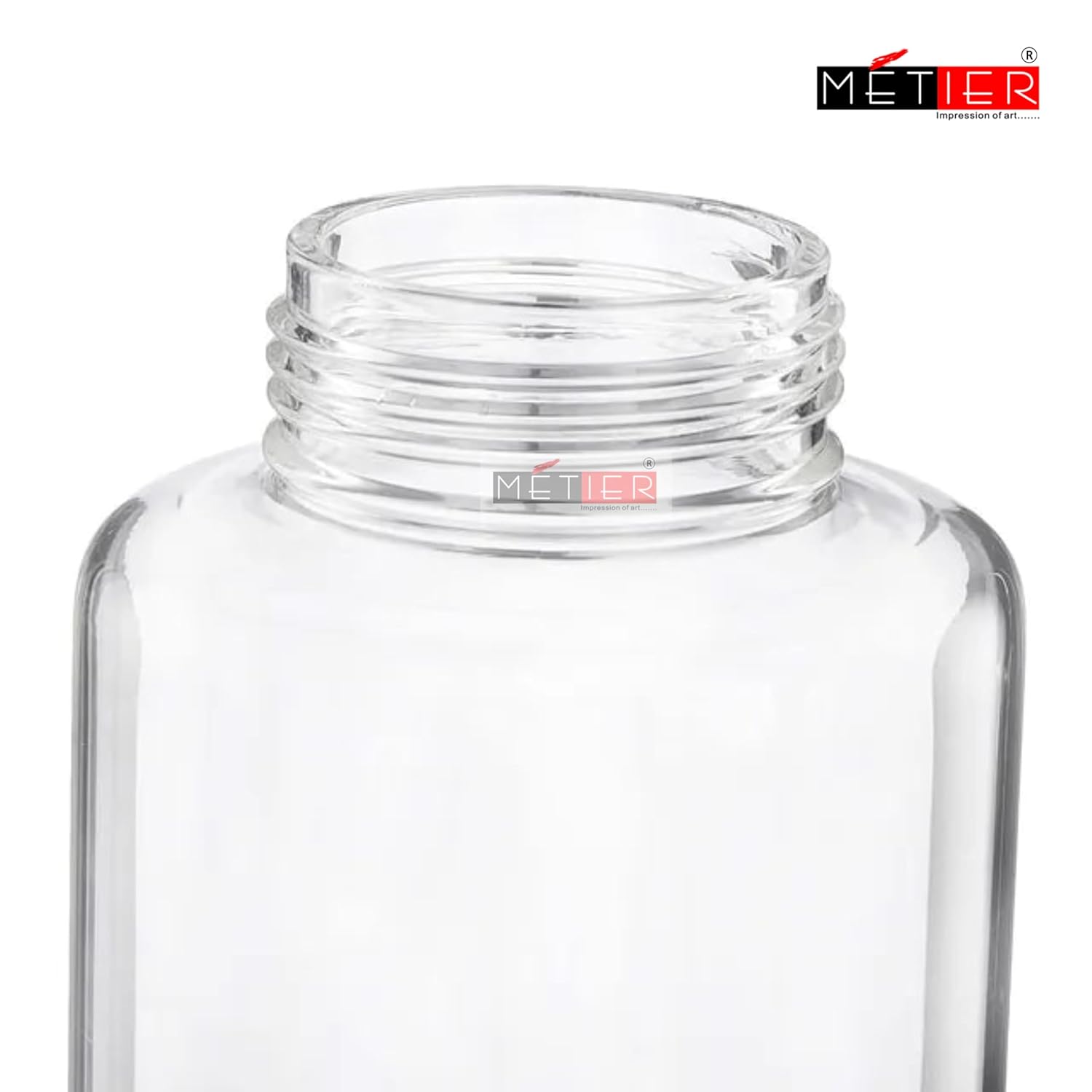 METIER 500ml Borosilicate Glass Water Bottle – Pack of 2, Leak-Proof FLAP9