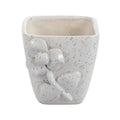 Home Décor Planter: White Ceramic Planter with Floral Design for Succulents FLAP9