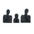 Family Couple Black Ceramic Figurine Set | Abstract Sculpture | Set of 3 (7.5cm, 11.5cm, 13cm) for Home & Office Moksha Bongs