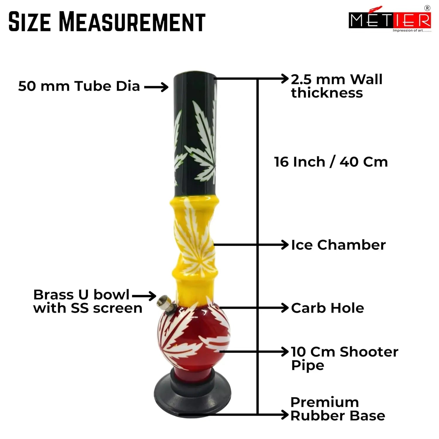 single bulb ice catcher bong – 38cm view