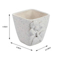 Home Décor Planter: White Ceramic Planter with Floral Design for Succulents FLAP9