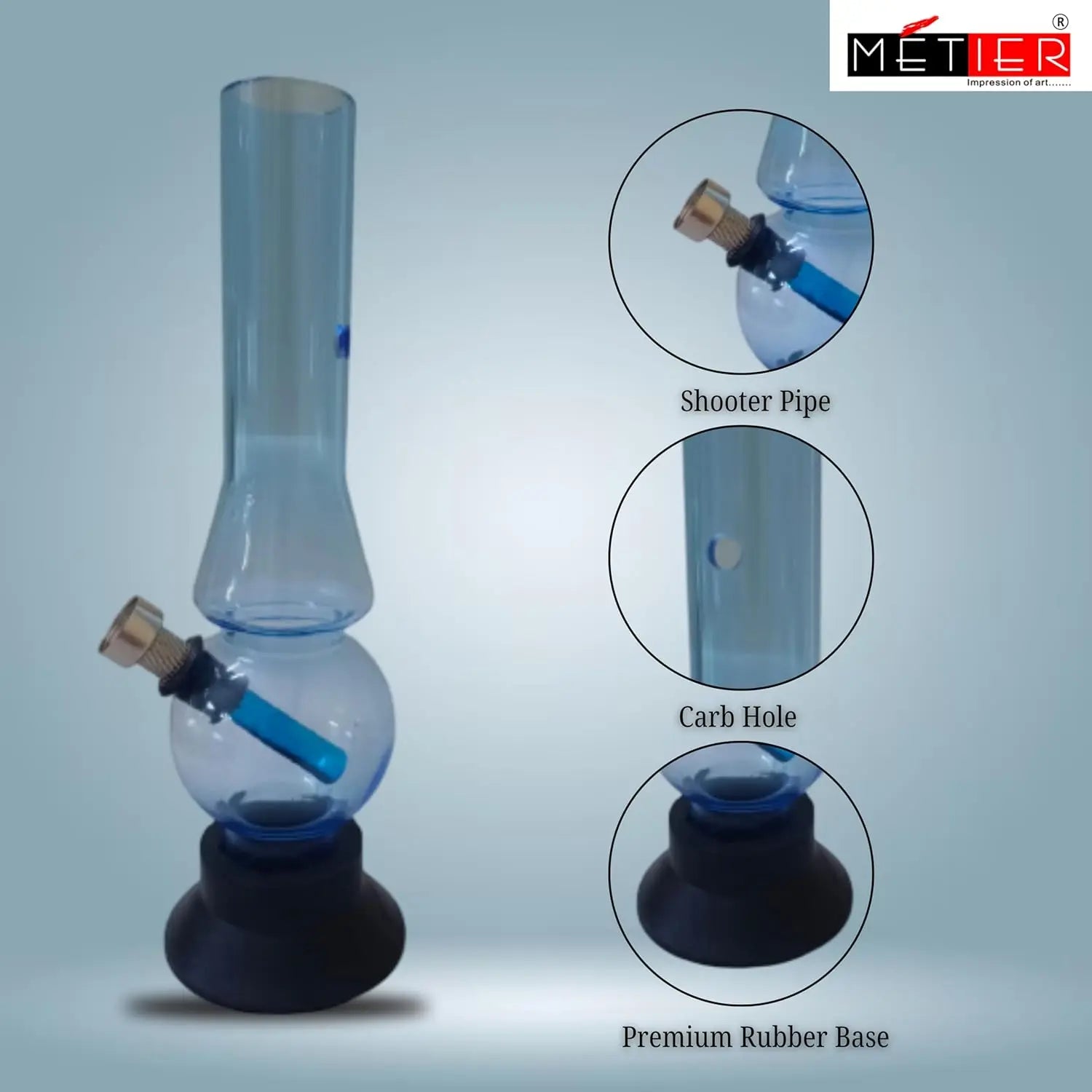 small blue bong front view