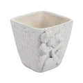 Home Décor Planter: White Ceramic Planter with Floral Design for Succulents FLAP9