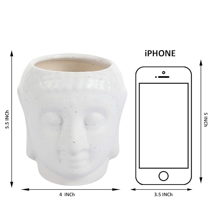 Ceramic Pot – Ceramic Buddha Planter Pot Self-Watering for Indoor Plants, Home & Office Décor FLAP9