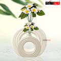 White Ceramic Donut Vase – Modern Round Vase for Home & Office Décor FLAP9