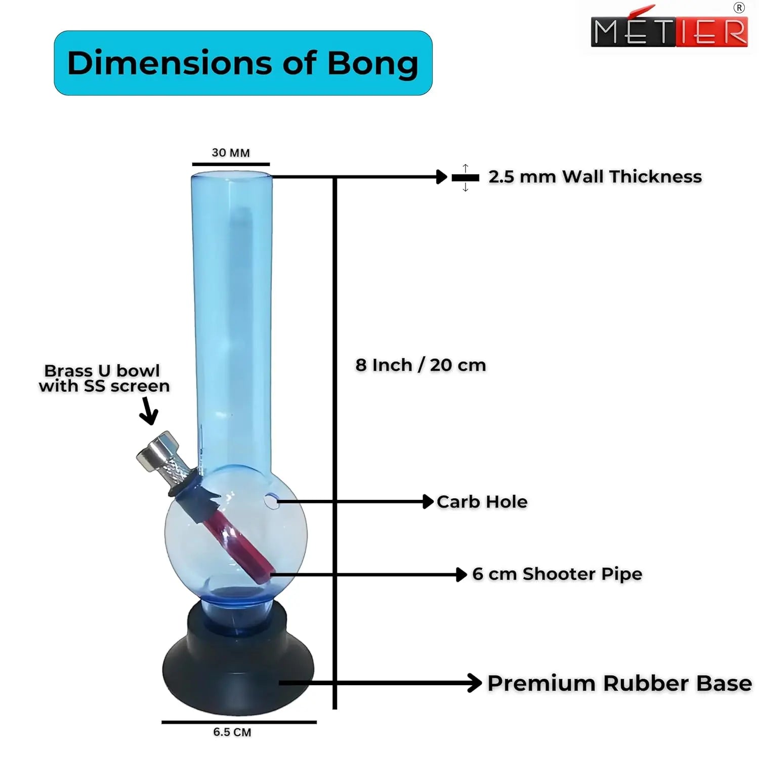 acrylic waterpipe sky blue color